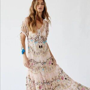Free People Rosalie Embroidered Beaded Dress